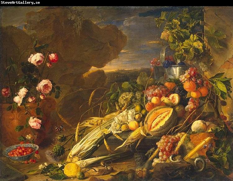 Jan Davidz de Heem Fruit and a Vase of Flowers